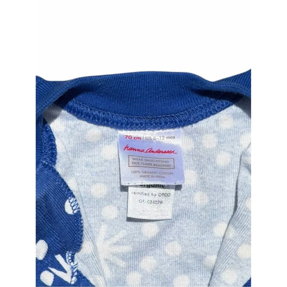 Hanna Andersson Baby 6-12M Blue Snowflake Organic Cotton Zip Sleeper Pajamas